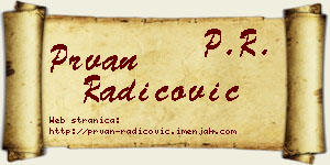 Prvan Radicović vizit kartica